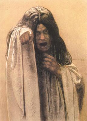 Carlos Schwabe Study for The Wave female figure left of the central figure (mk19)